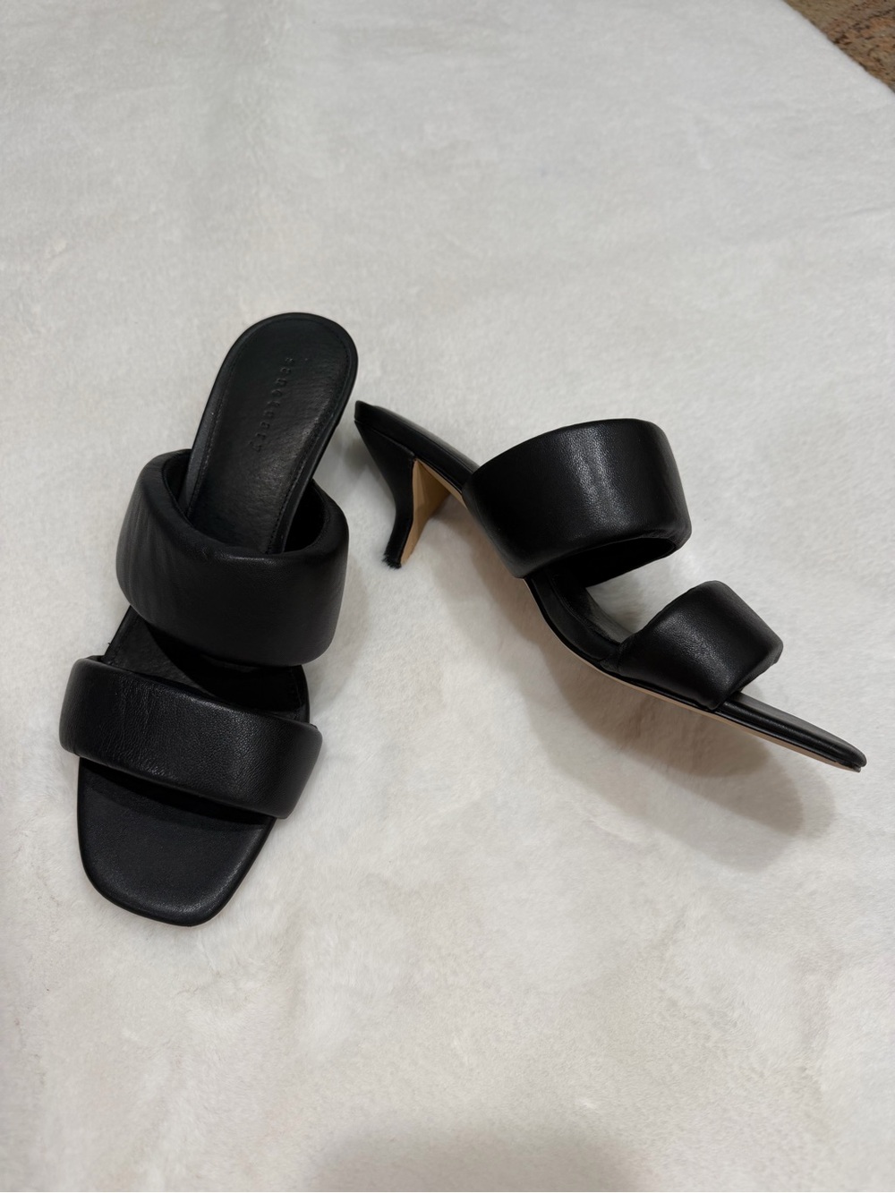 Sanctuary Black Double-Band Kitten Heeled Slide Sandals Size 8.5